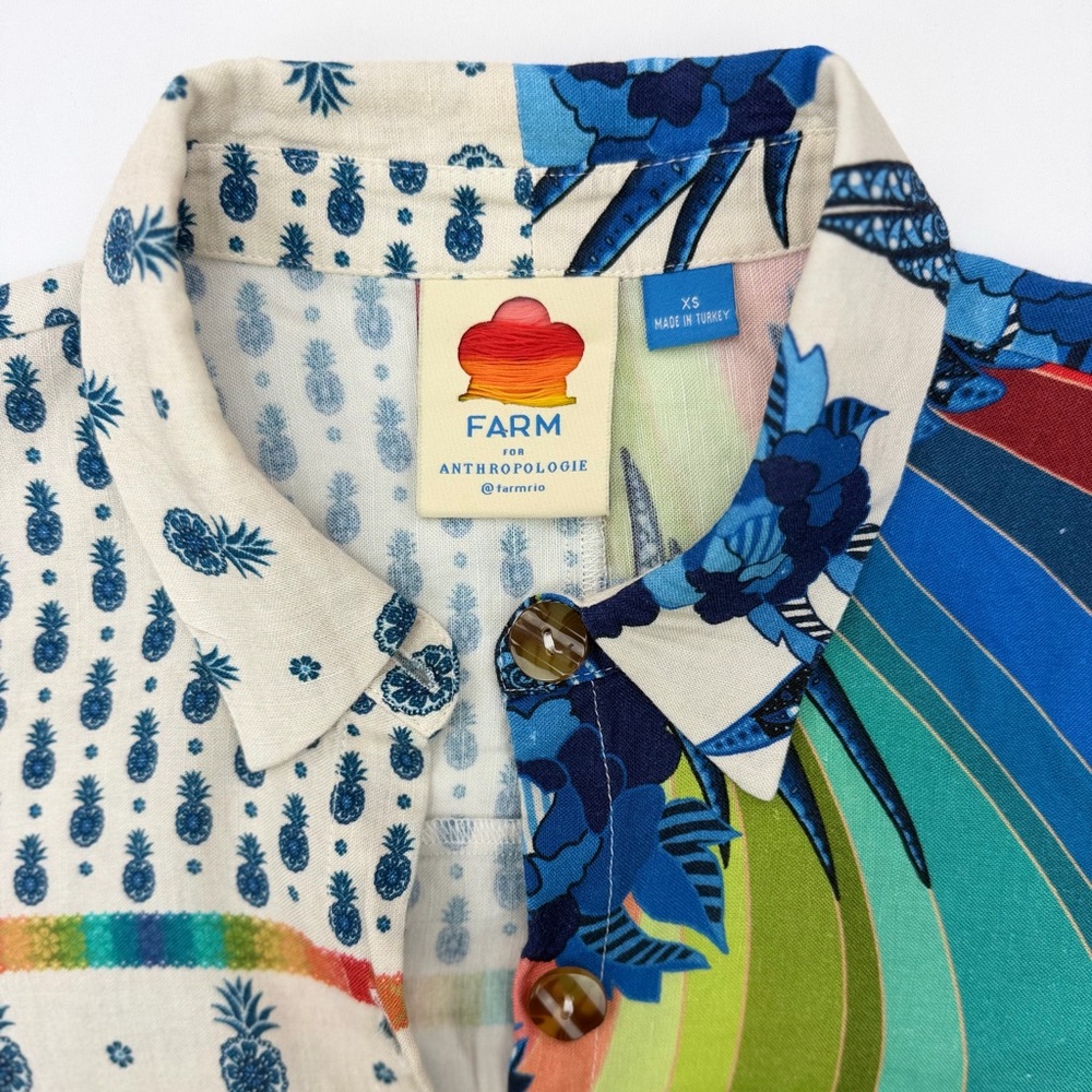 🌊 FARM Rio Surf Button-down‎ Shirt XS - Picture 6 of 14